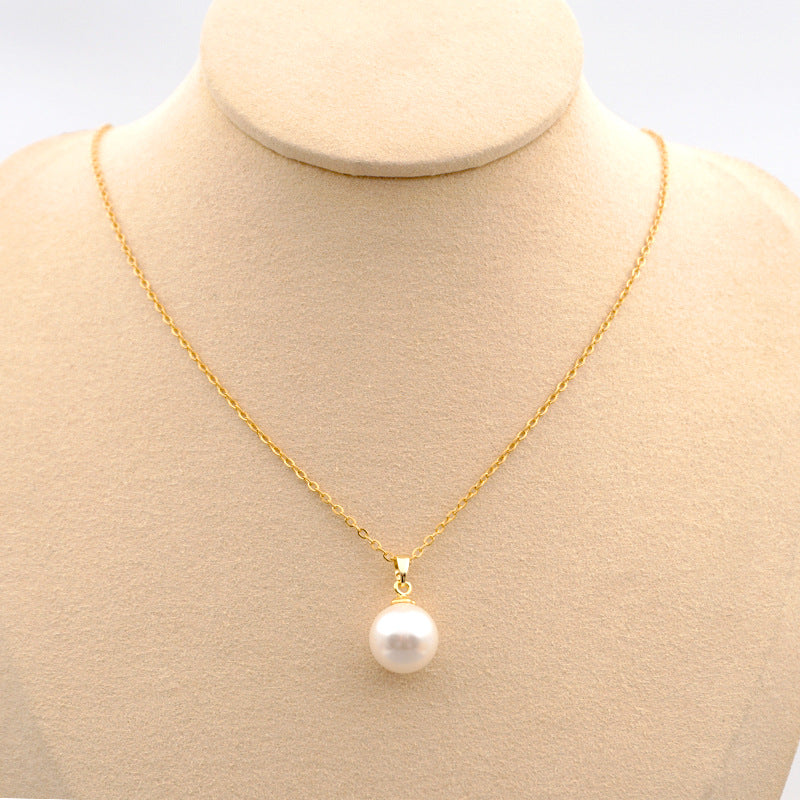 Collana perla acciaio titanio catena