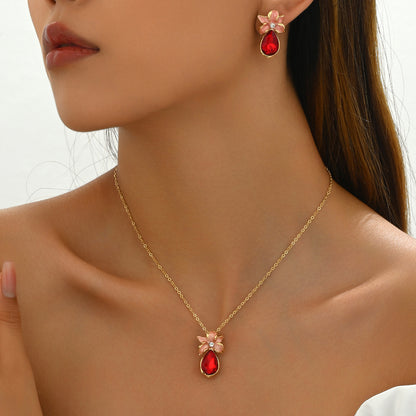 Collana e Orecchini a Fiori con Zirconi