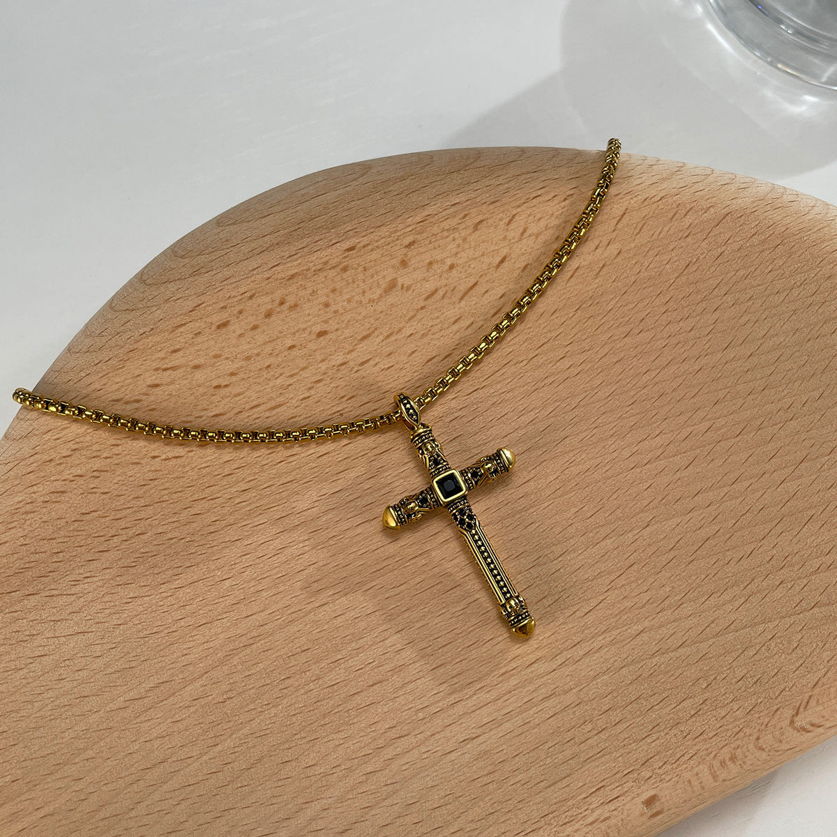 Collana croce vintage titanio