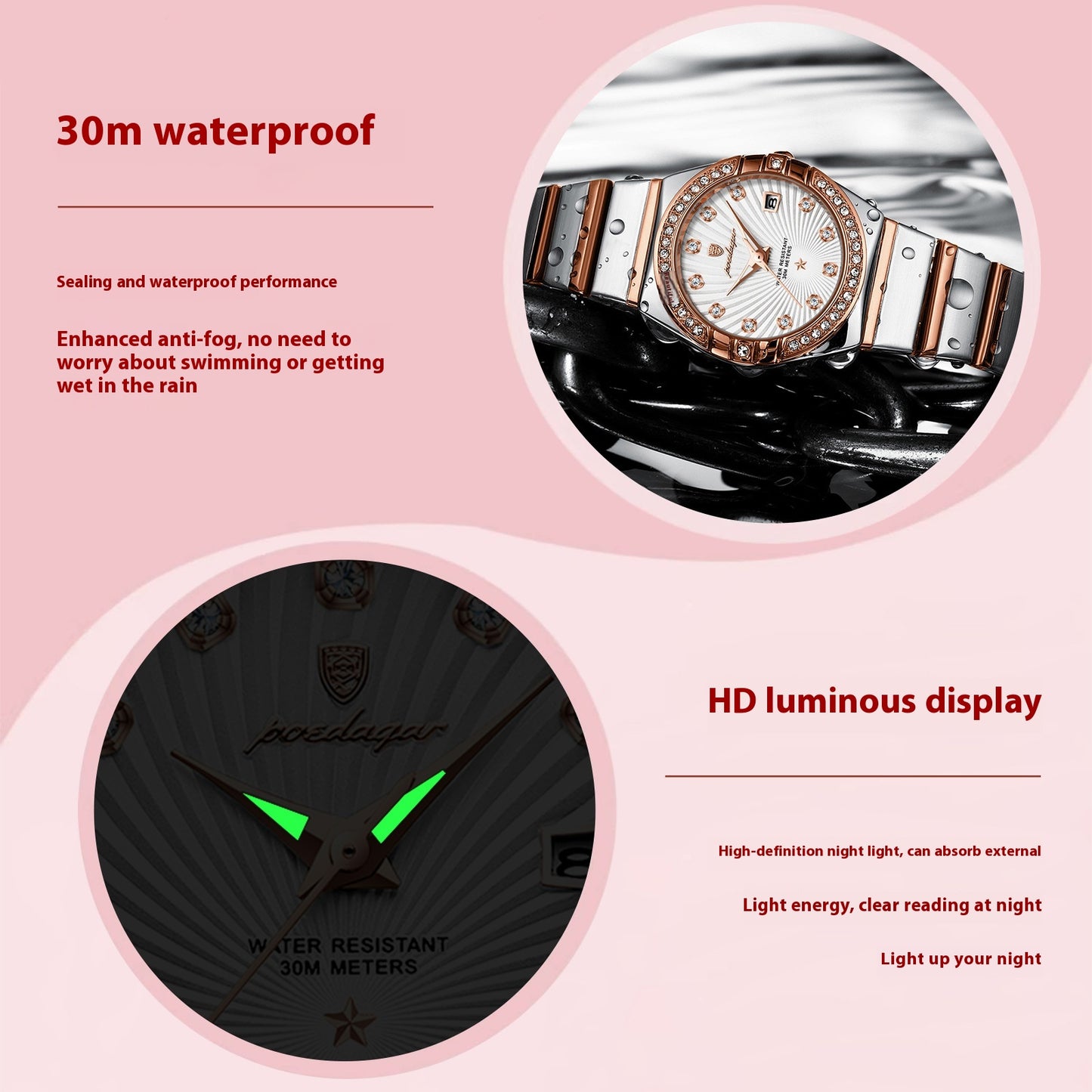 Orologio donna impermeabile Luminoso Ultra-sottile