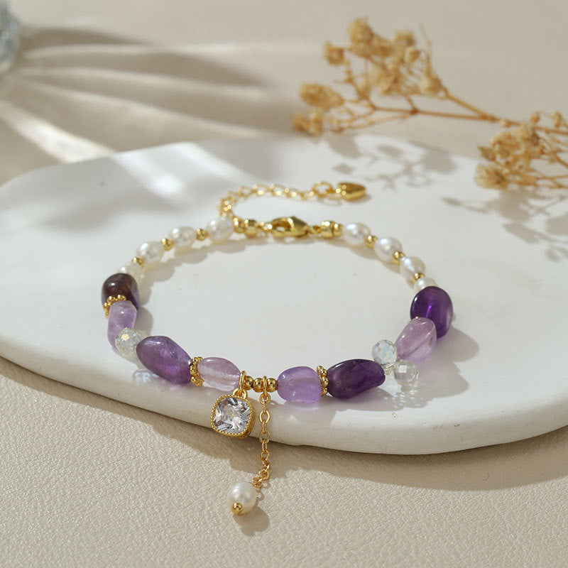 Braccialetto perle d'acqua dolce con zirconi