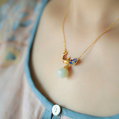 Collana giada loto carpa