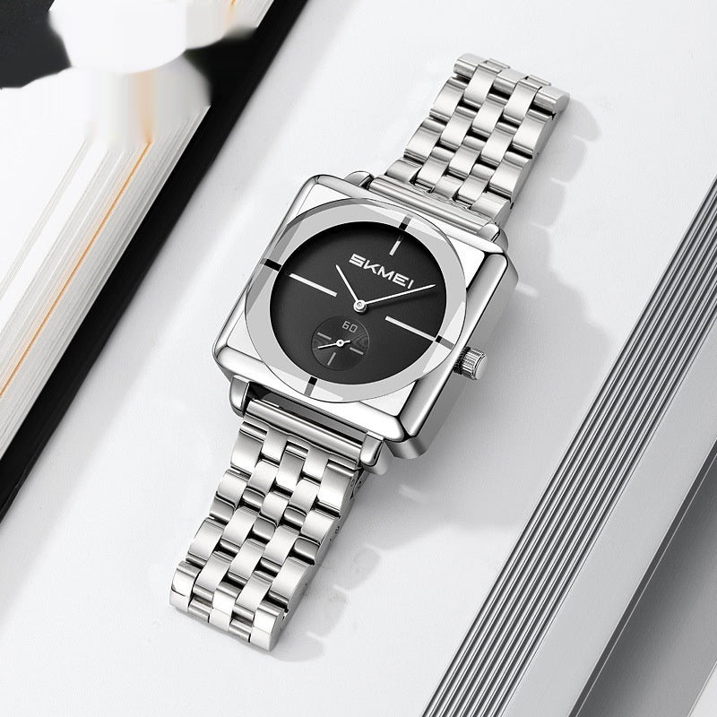 Orologio quadrato acciaio secondi