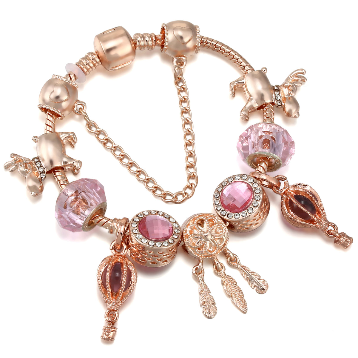 Braccialetto charm nappa oro rosa