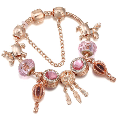 Braccialetto charm nappa oro rosa