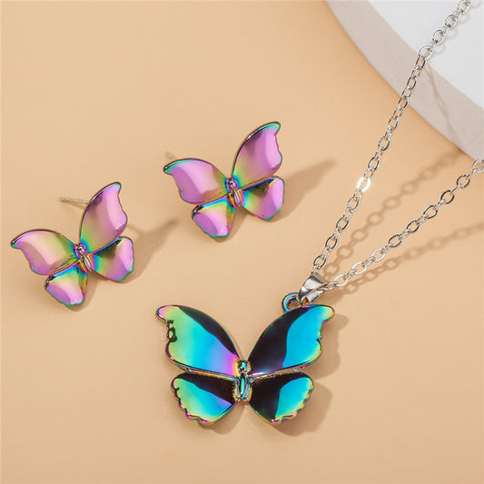Set collana e orecchini farfalla sfumato