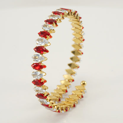 Braccialetto geometrico aperto con strass