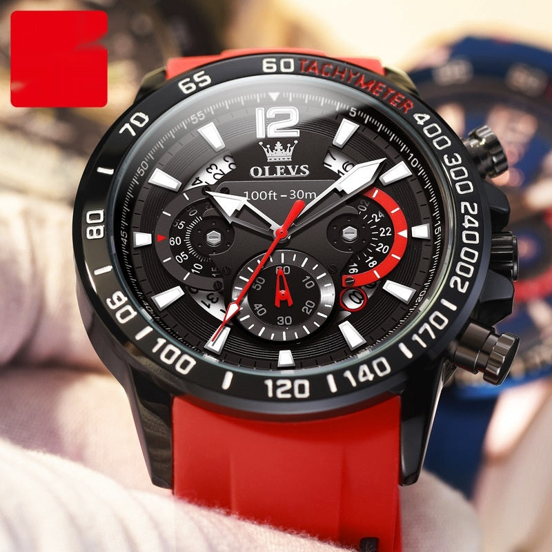 Orologio silicone al quarzo luminoso multifunzione da uomo