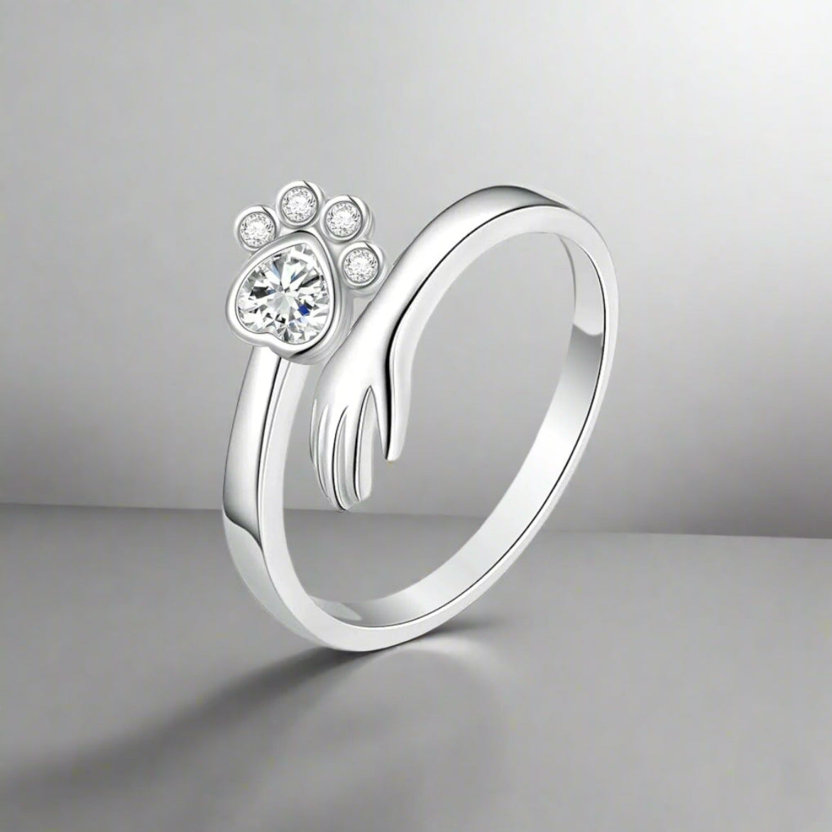 Anello zampe di gatto con zircone