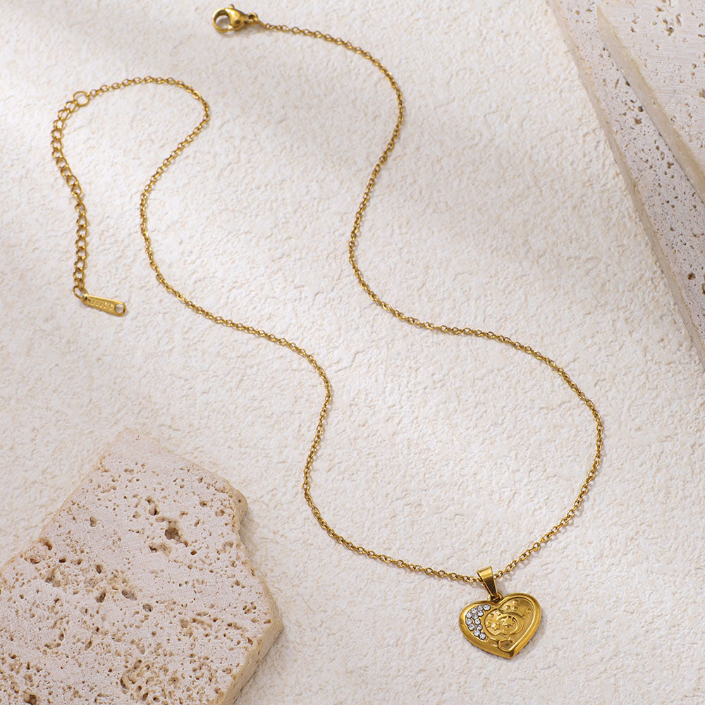 Collana cuore strass intarsiato