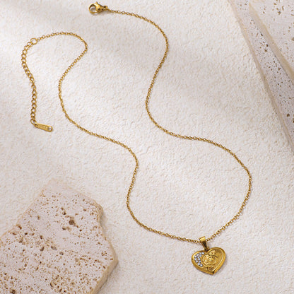 Collana cuore strass intarsiato