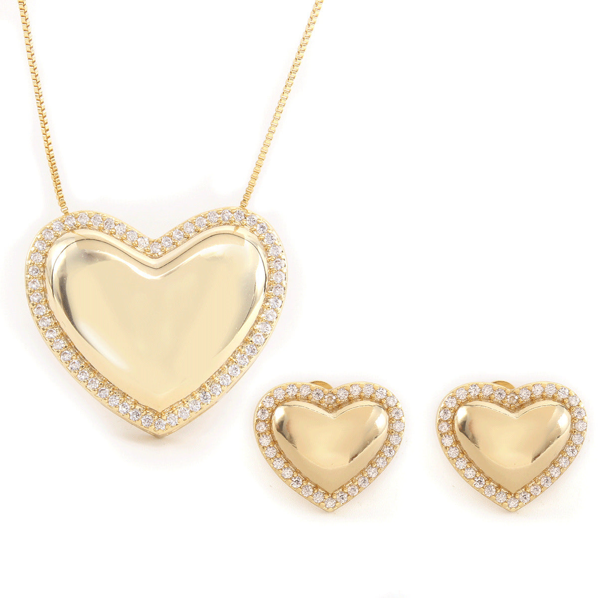 Set collana cuore con zirconi
