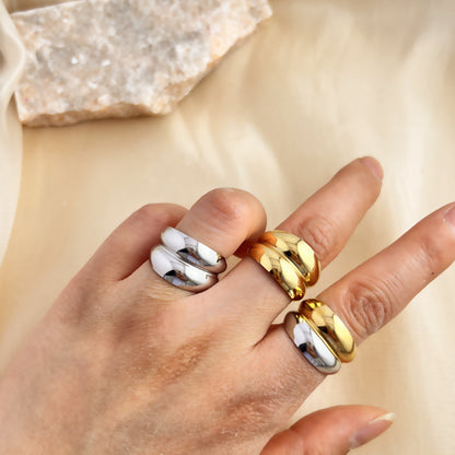 Anello acciaio geometrico cavo