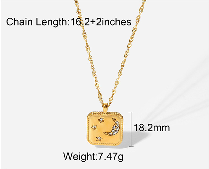 Collana tag quadrato placcata oro