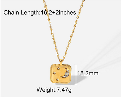 Collana tag quadrato placcata oro