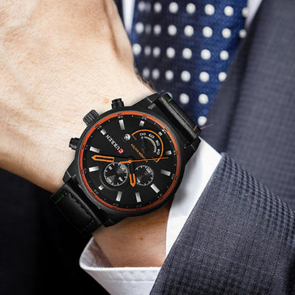 Orologio al quarzo con calendario pelle business