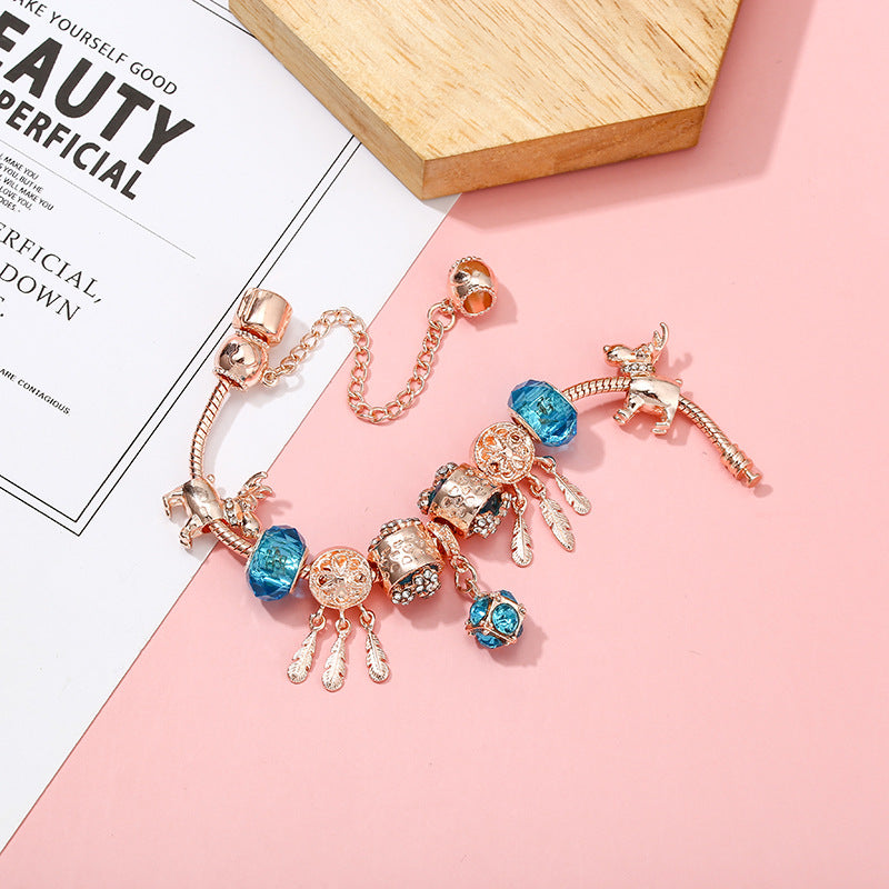 Braccialetto charm nappa oro rosa