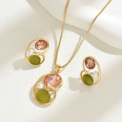 Orecchini e collana intarsiata