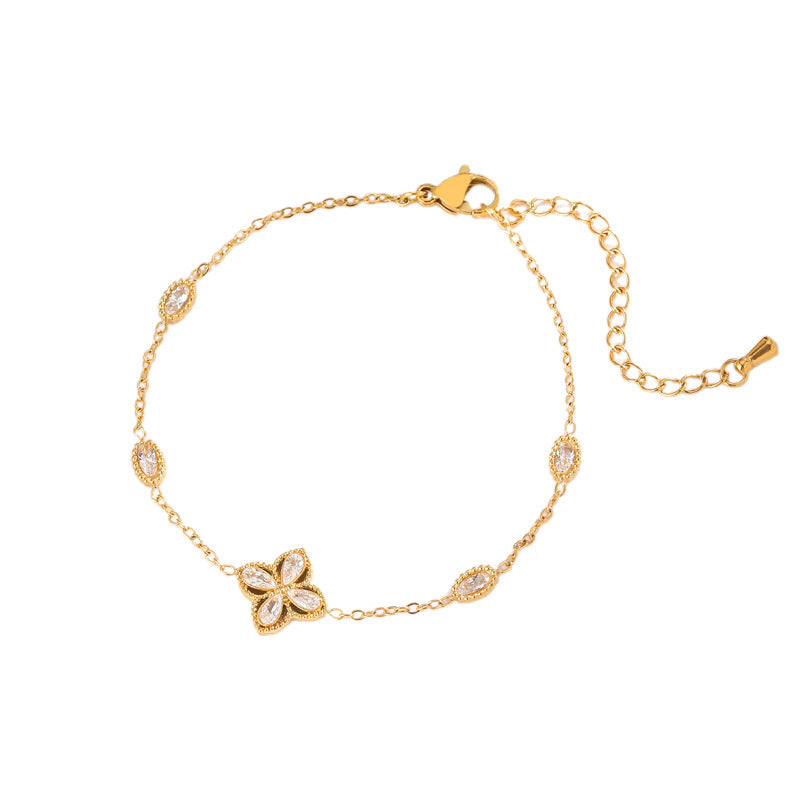 Bracciale fiore con zirconi
