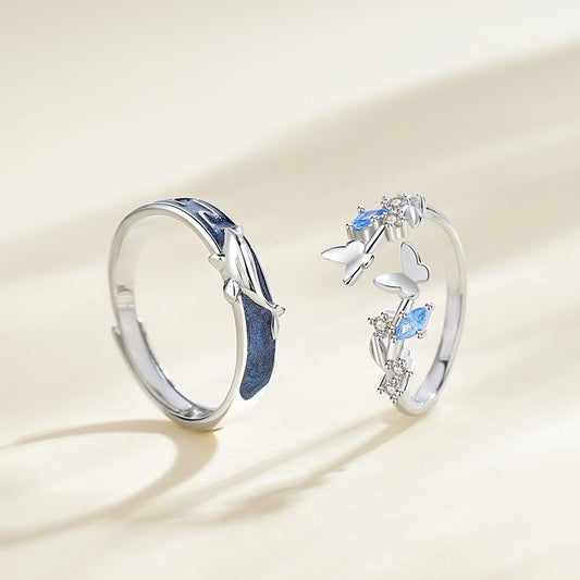 Anello coppia balena e farfalla