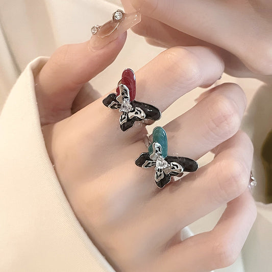 Anello farfalla smaltato regolabile