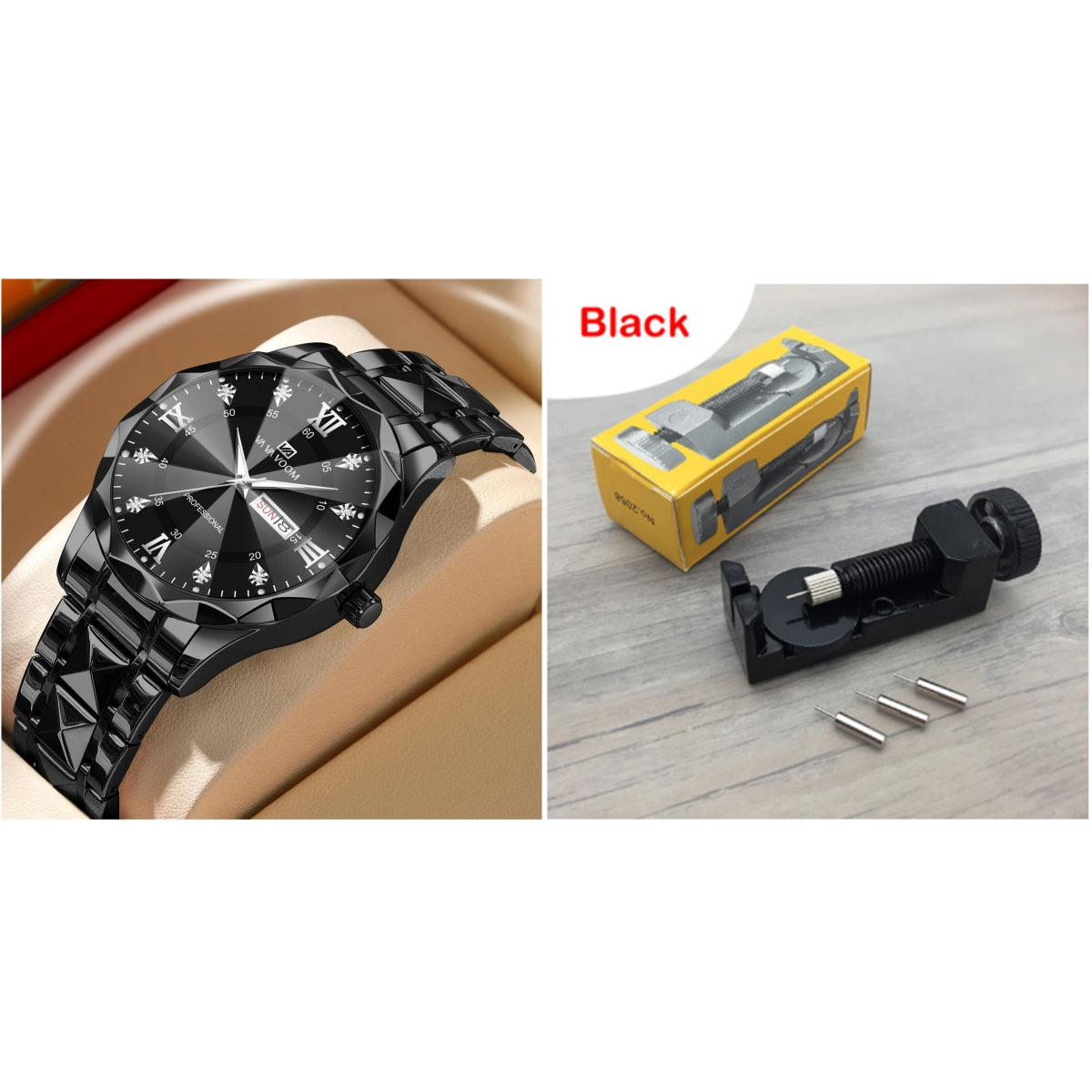 Orologio doppio calendario impermeabile in tungsteno
