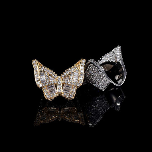 Anello farfalla zircone oro