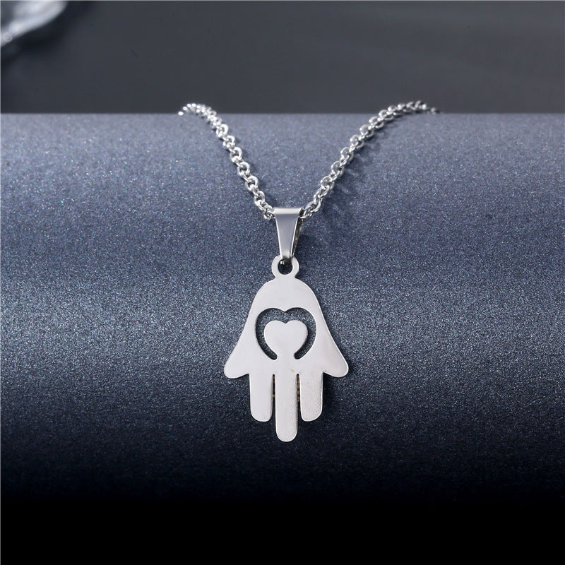 Collana geometrica traforata in acciaio inossidabile