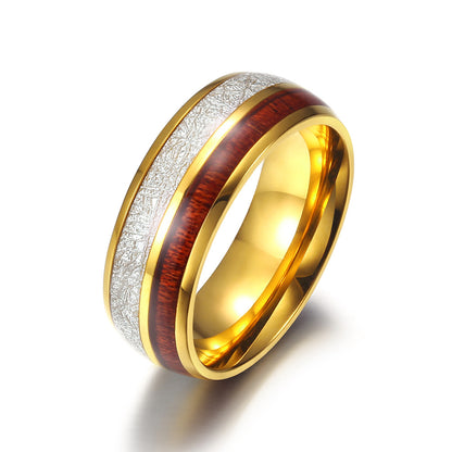 Anello acciaio carbonio e legno
