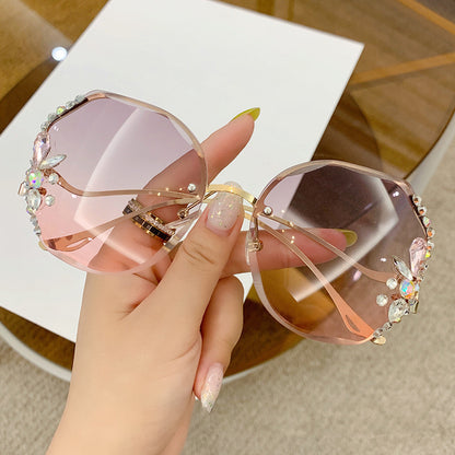 Occhiali da sole senza montatura con strass
