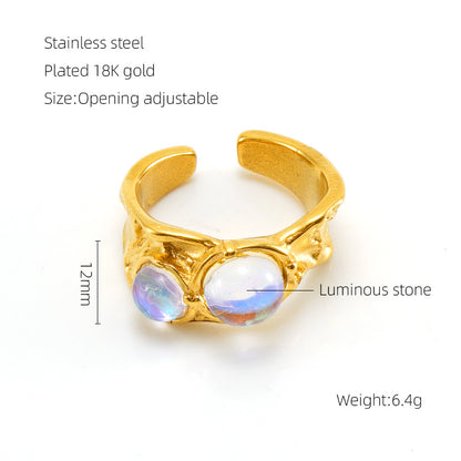 Anello pietra di luna geometrico irregolare