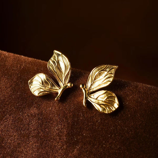 Orecchini farfalla e foglia oro