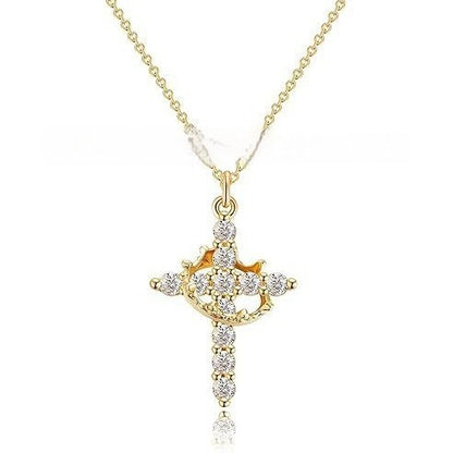 Collana croce coronata con zircone