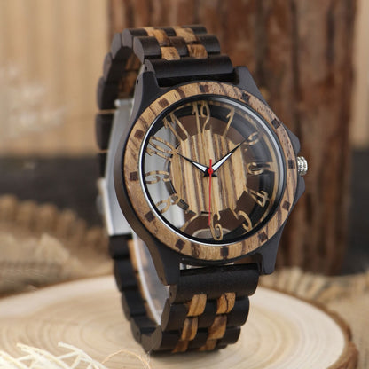 Orologio in noce cinturino pelle
