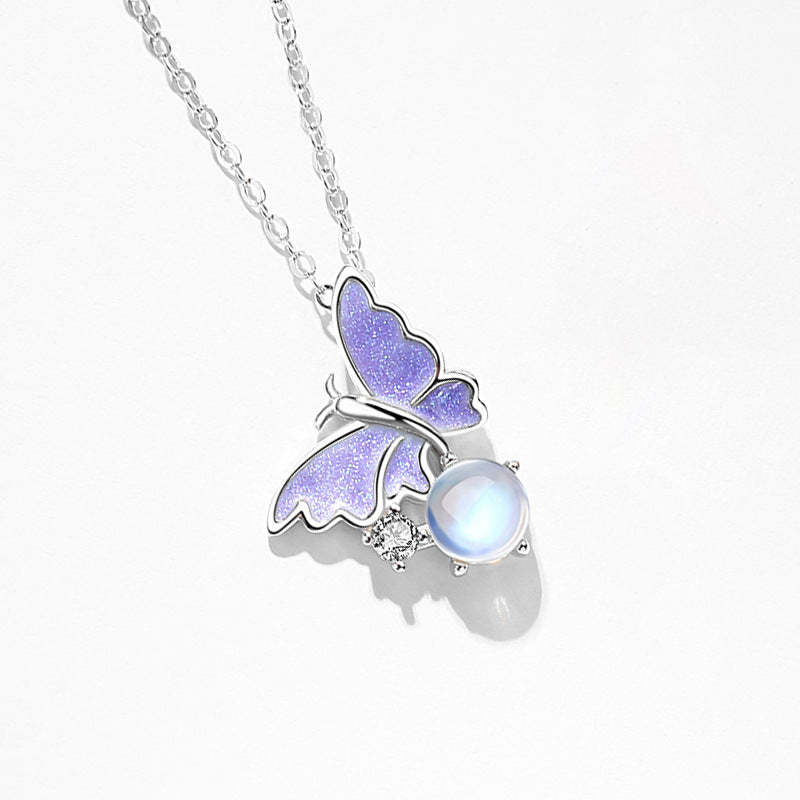 Collana farfalla argento in vetro