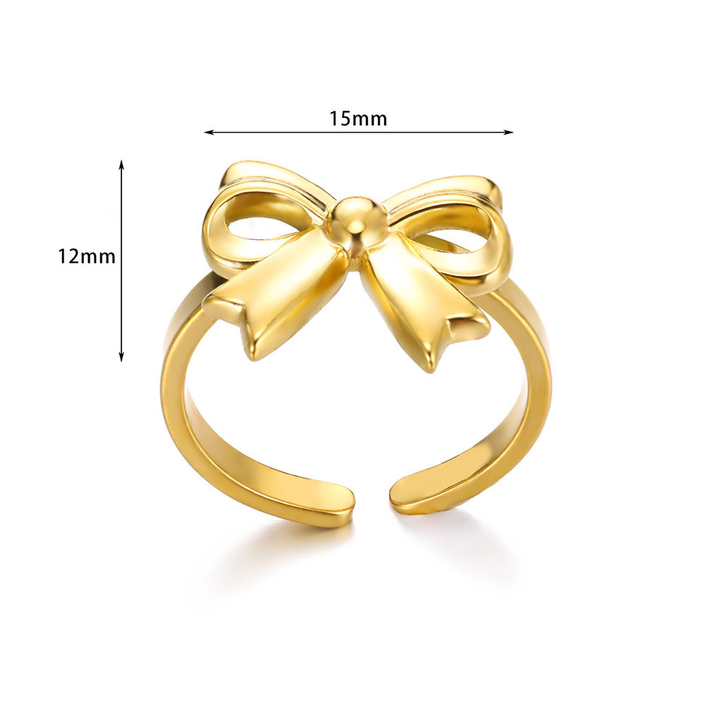 Anello acciaio titanio con fiocco