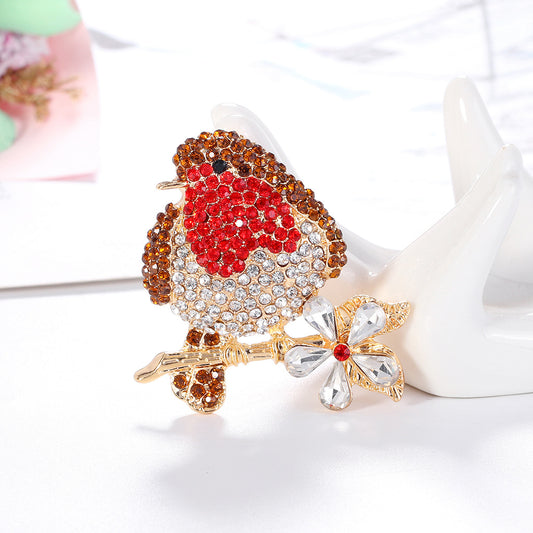 Spilla uccello con strass