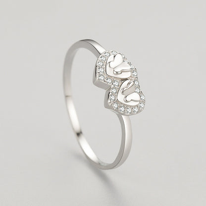 Anello argento cuore e farfalla