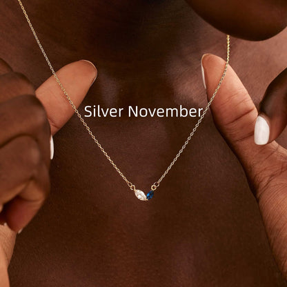Collana cuore zircone acciaio titanio con pietra natale