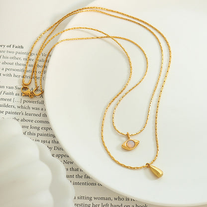 Collana opale goccia dorata