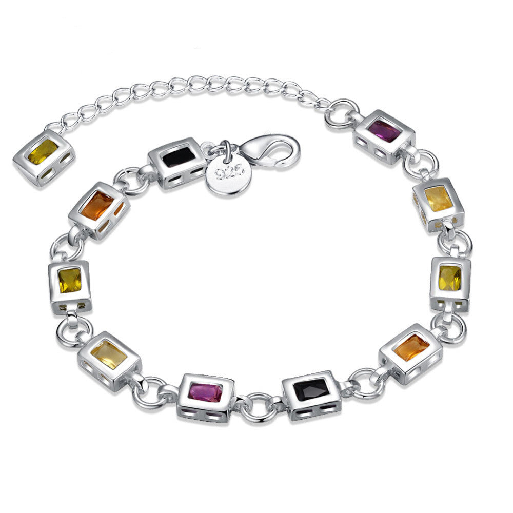 Bracciale argento zircone plaid
