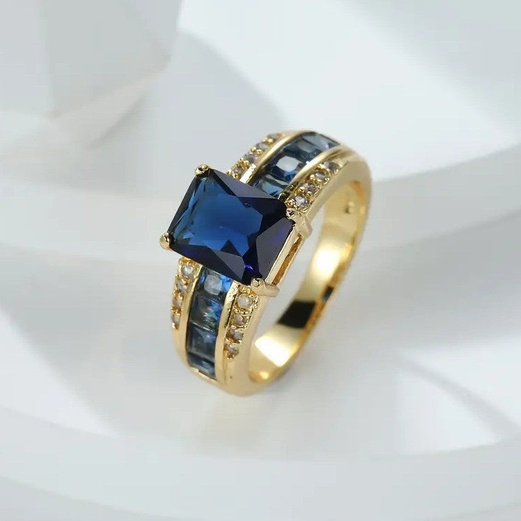 Anello blu stile retro
