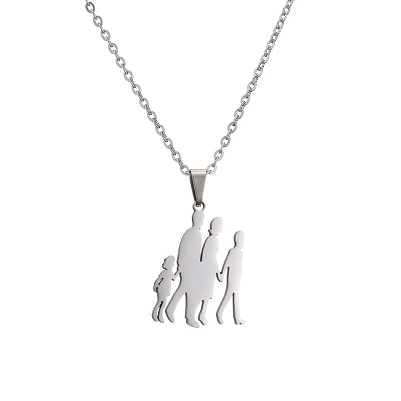 Collana acciaio titanio madre-figlio