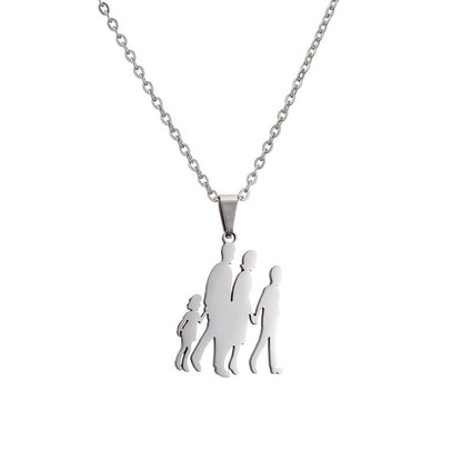 Collana acciaio titanio madre-figlio