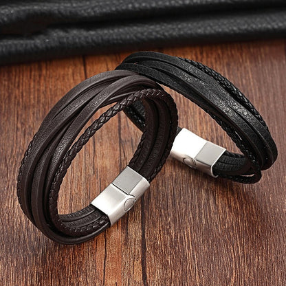 Bracciale pelle intrecciata genuina