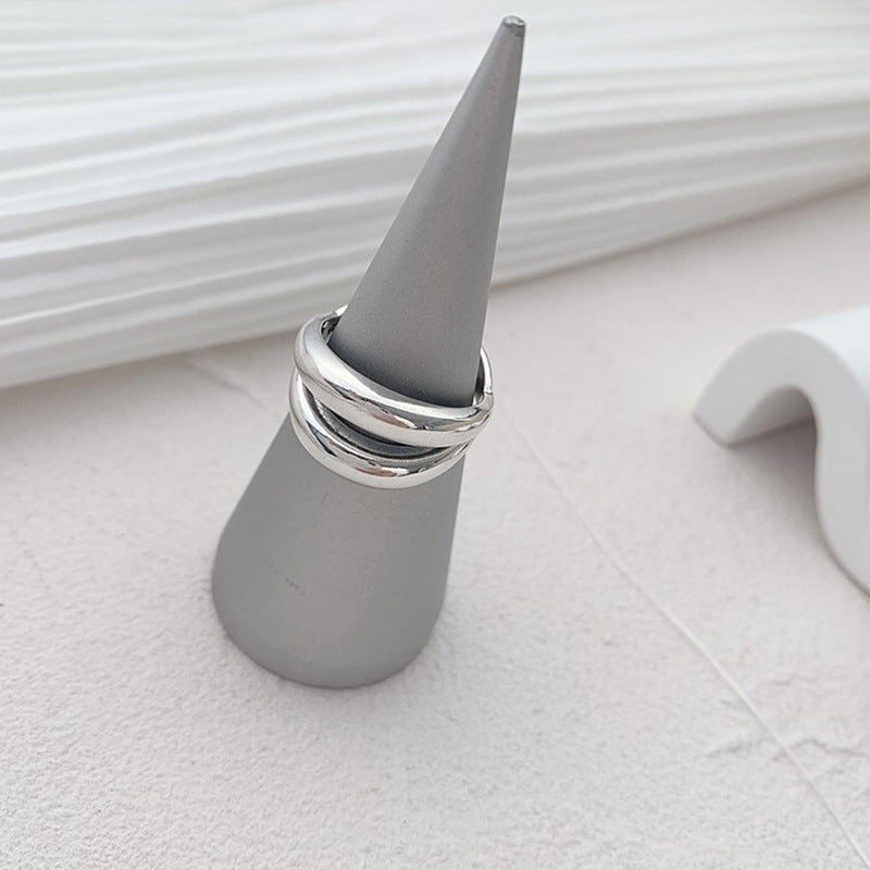 Anello aperto geometrico argento