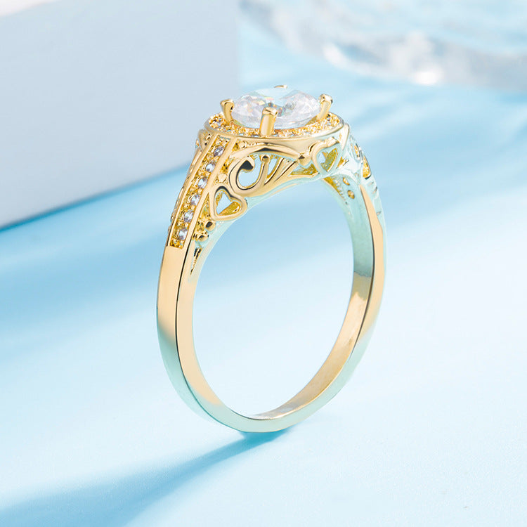 Anello zirconi placcato oro con cuore