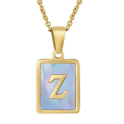 Collana titanio con lettera e conchiglia