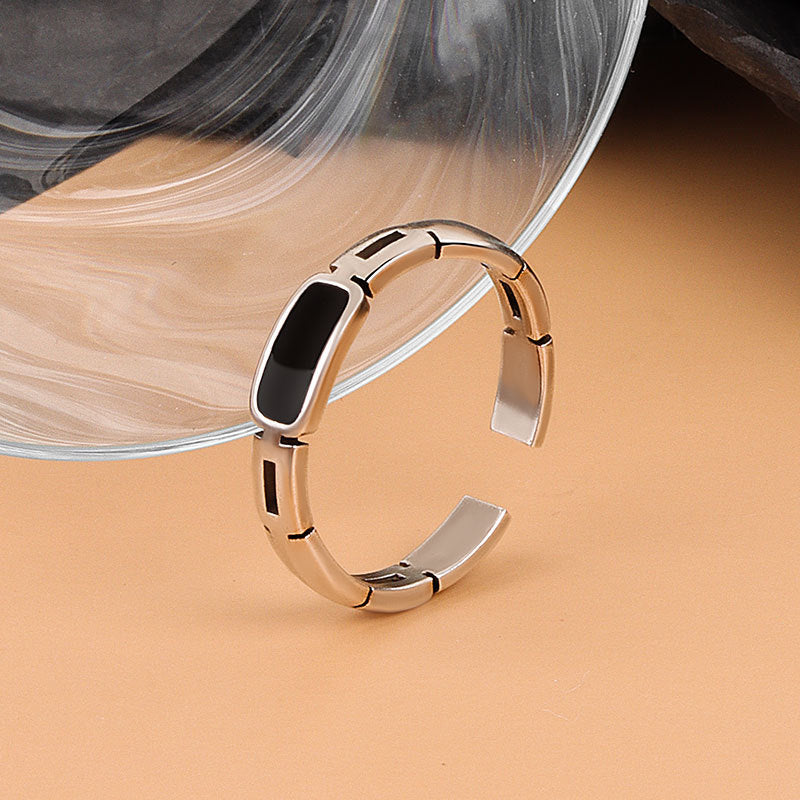 Anello geometrico regolabile argento