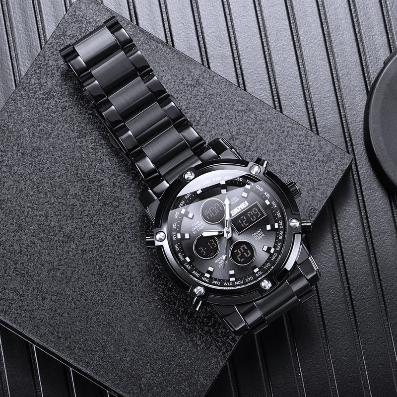 Orologio doppio display acciaio